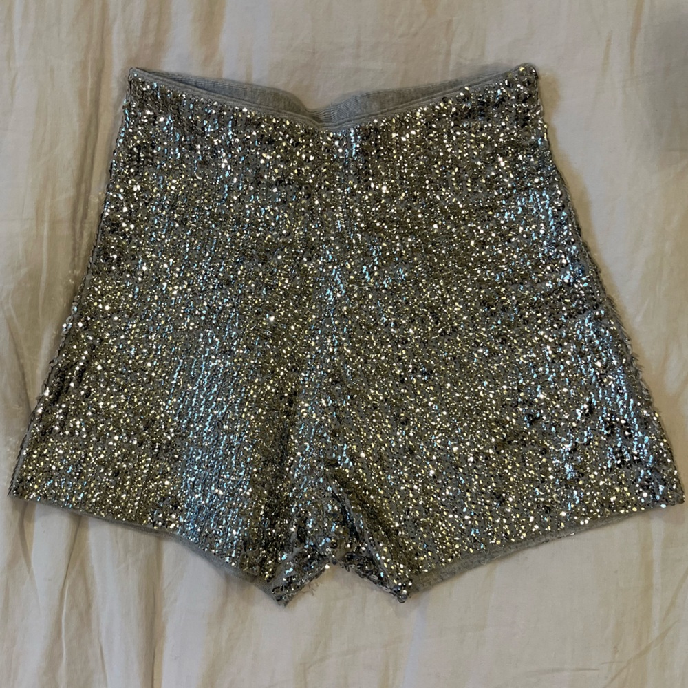J. Crew Silver Sequin High Waist Shorts